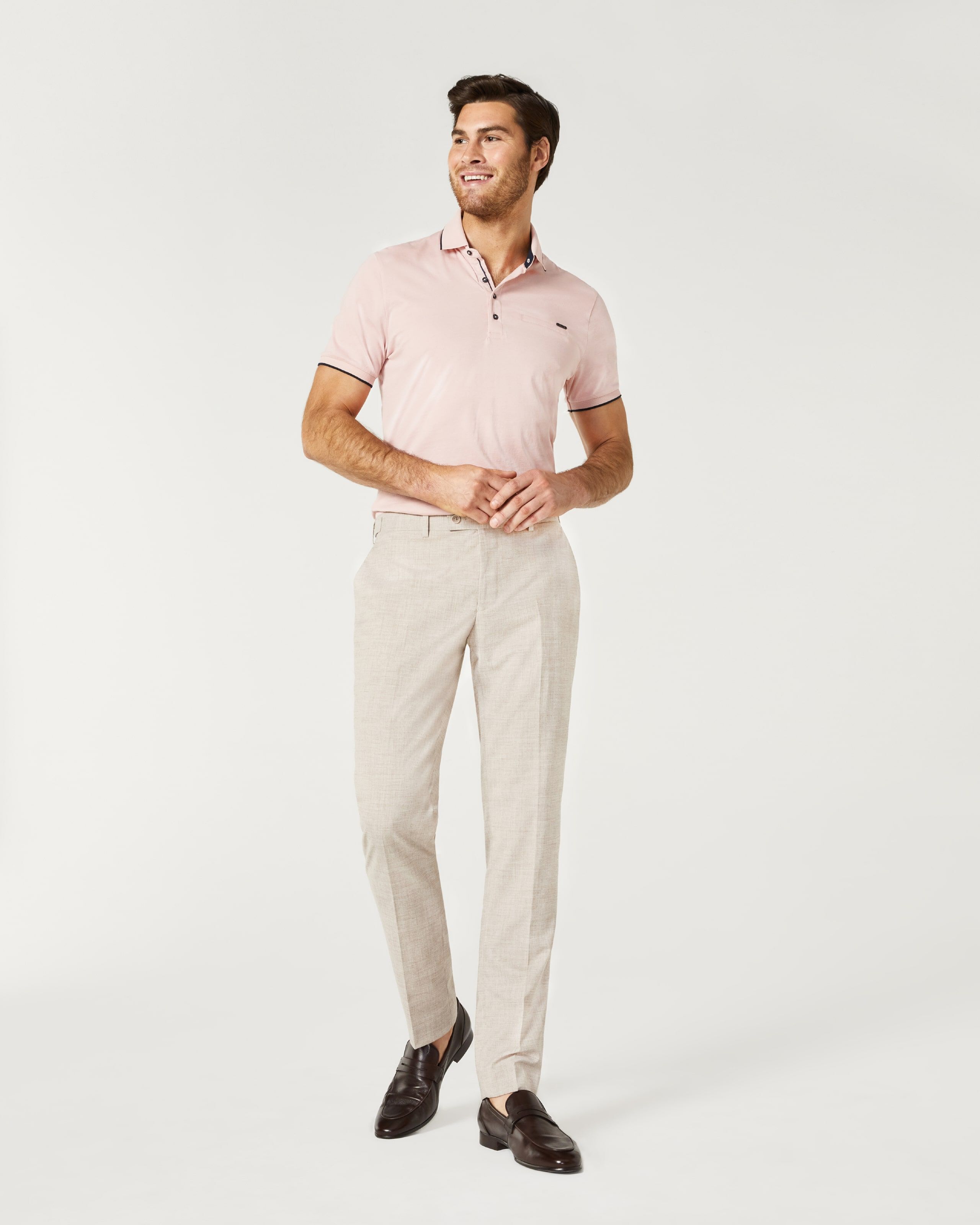 Pink polo shirt with khaki pants shop